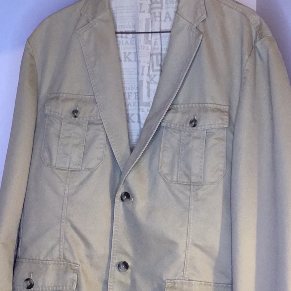 Life Khaki Safari Blazer Mens XL Multi Pocket